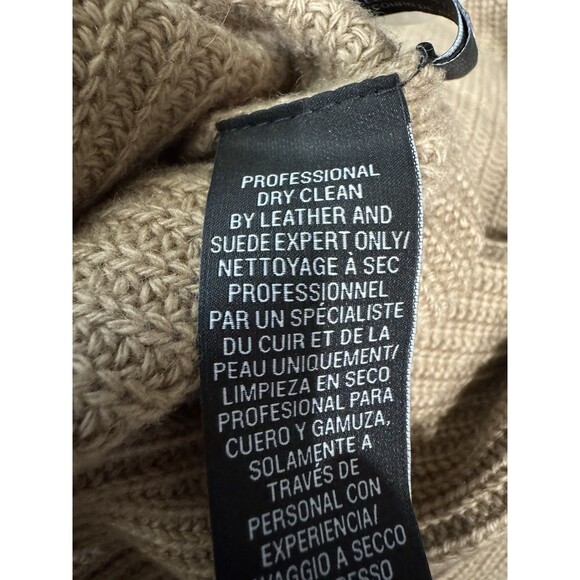 Ralph Lauren Black Label NWT Ribbed Sweater 100% Cashmere & Lamb Leather Tan M - Picture 7 of 8